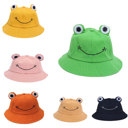 Cute Frog Bucket Hat, Yellow Cartoon Animal Ear Sun Hat