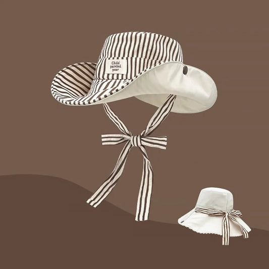 Fashion UV Protection Bucket Hat Foldable Striped Sunshade Hat