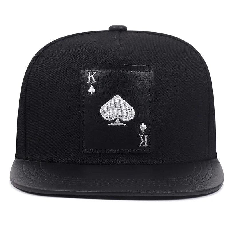 King Leather Playing Card Embroidered Baseball Caps Hip Hop Caps For Men Women