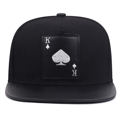 King Leather Playing Card Embroidered Baseball Caps Hip Hop Caps For Men Women