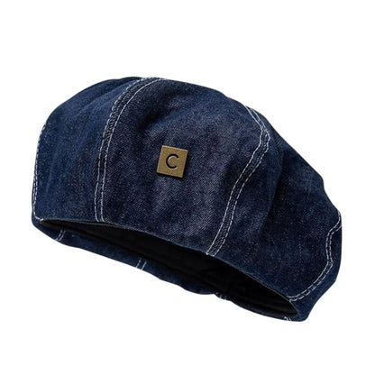 Fashion Denim Women Beret Hat Adjustable Retro Painter Hats
