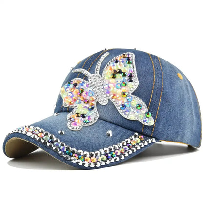 Lady's Butterfly-Studded Glittering Hat