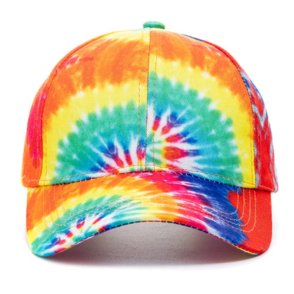 Outdoor Casual Tie Dye Caps For Women Rainbow Colorful Baseball Cap