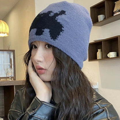 Women Hat Beanie Knitting Letter Graphic Winter