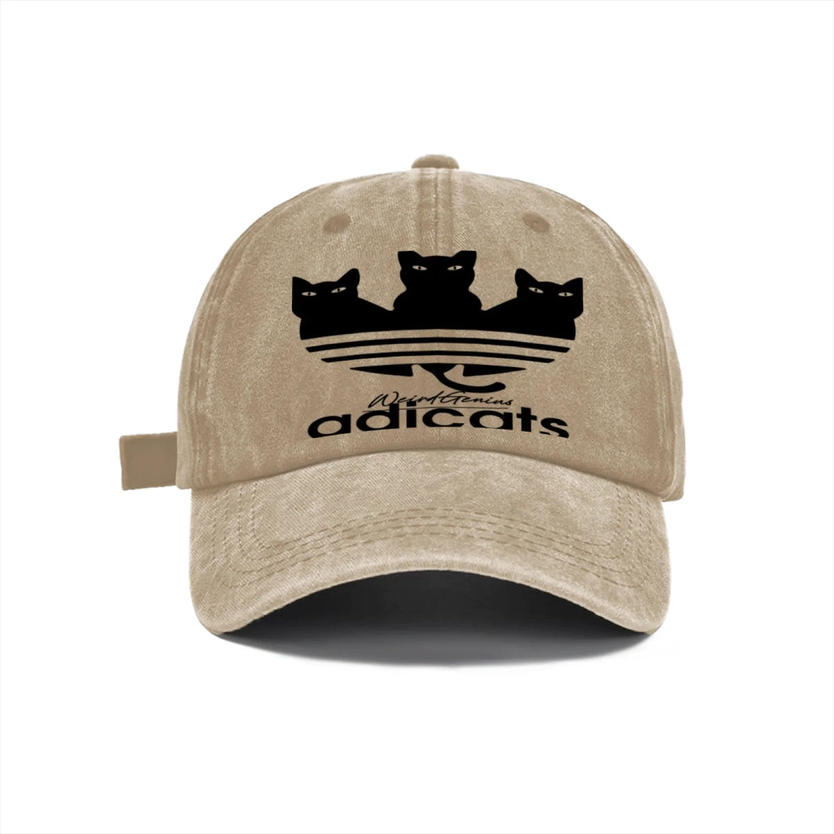 Vintage Washed Baseball Cap Unisex Distressed Snapback Hat Grey Three Black Cats Embroidery Adjustable Dad Hat Streetwear