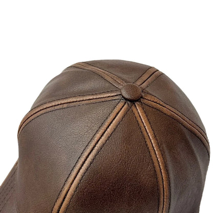 New Luxury Brand Leather Hat Winter Baseball Cap