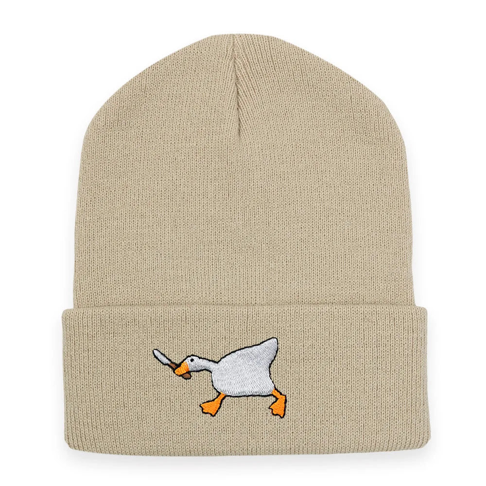 Big Goose Embroidered Knitted Hat For Winter And Winter Warmth