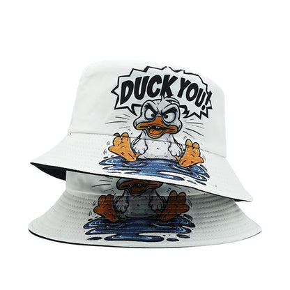 Bocca Cartoon Duck Bucket Hat Letter Pattern Fisherman Hats