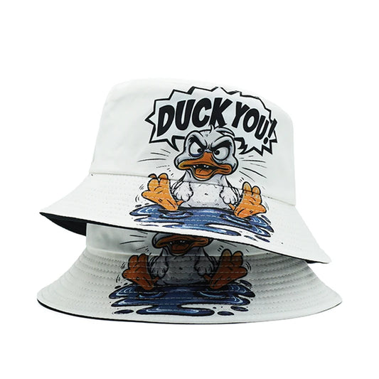 Bocca Cartoon Duck Bucket Hat Letter Pattern Fisherman Hats