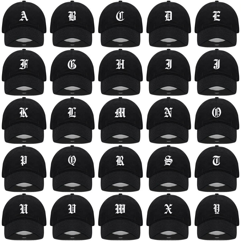 Old English Letter A-Z Embroider Baseball Cap For Men Women