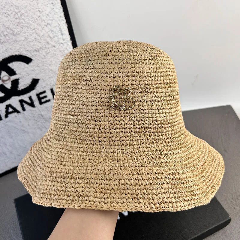 Designer Raffia Sun Hats Luxury Letter Straw Bucket Hats