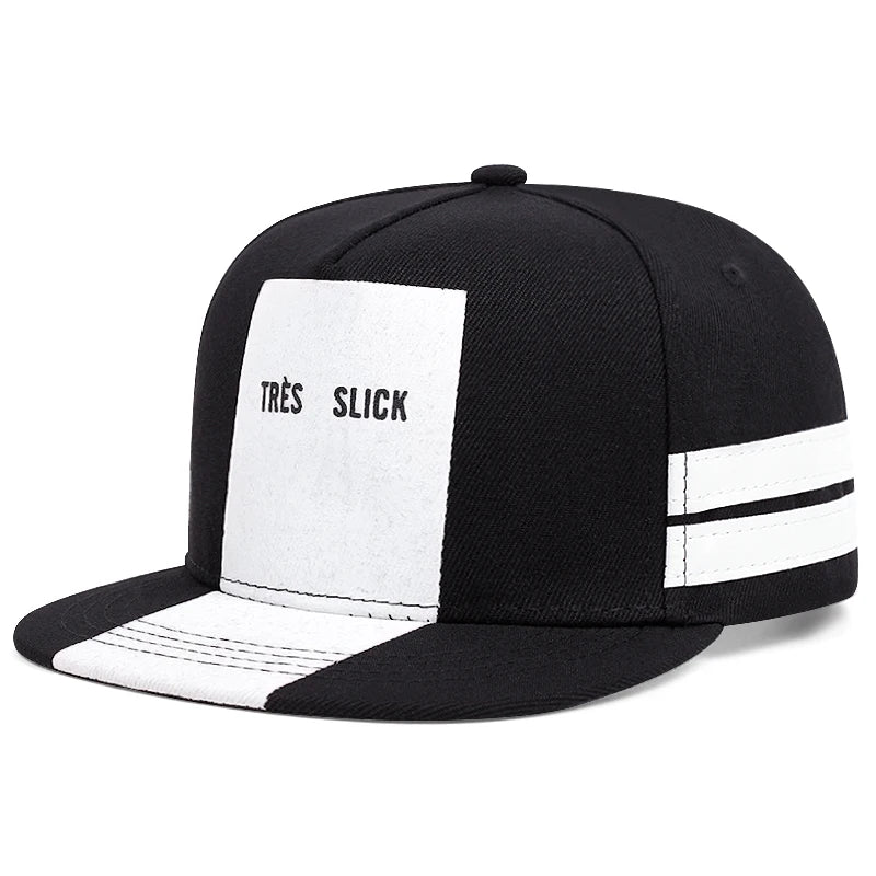 Flat brimmed Hat Tres Slick Striped Street Trendy Hip Hop Hat