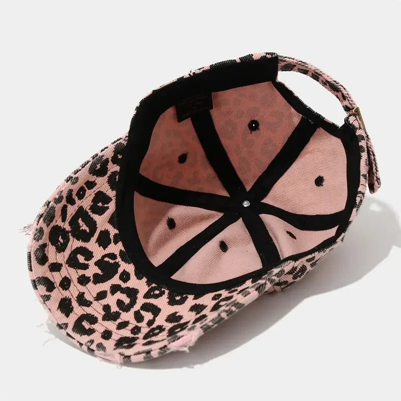 Spring Polyester Leopard Print Casquette Baseball Cap