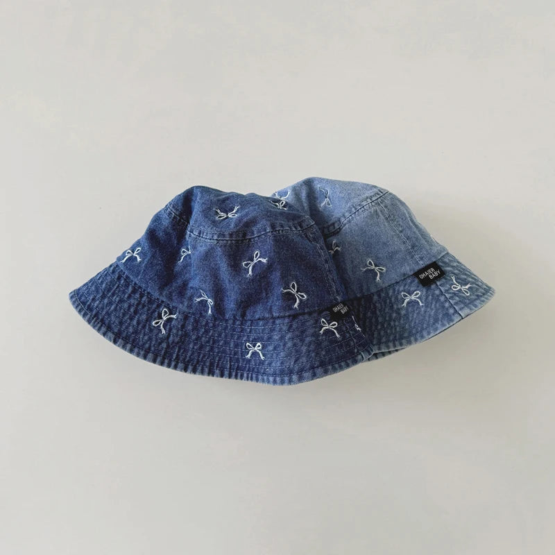 Spring Summer Baby Fisherman Hats Lovely Bow Pattern Kids Boys Girls
