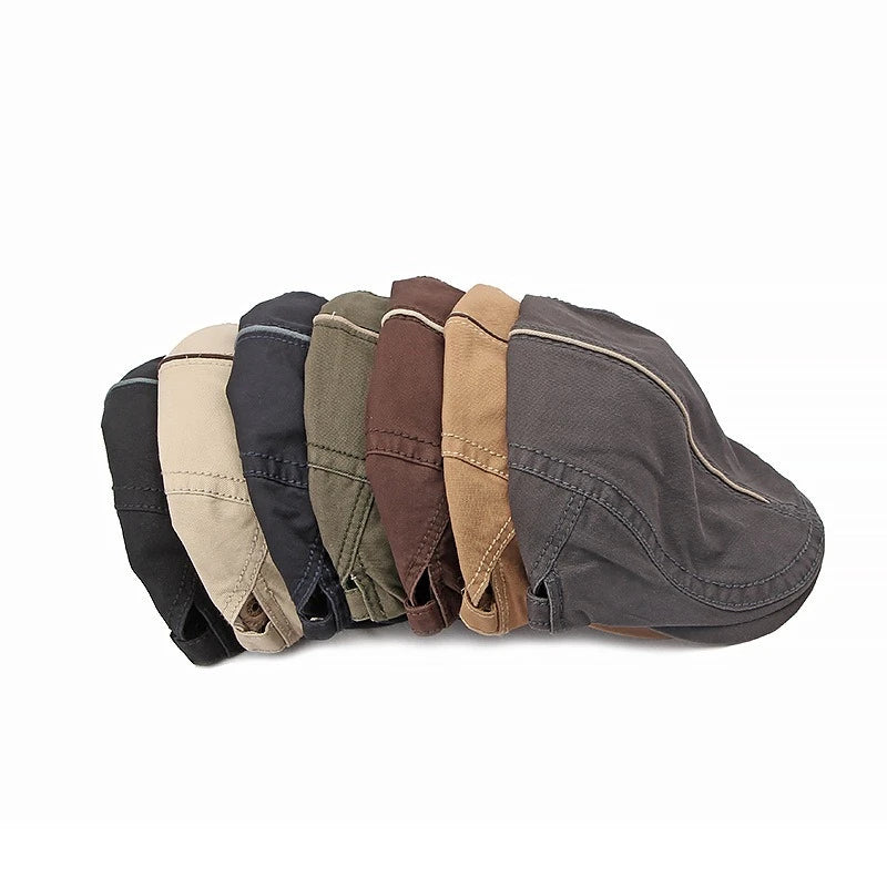 Washed Solid Flat Cap Contrast Stitching Ivy Newsboy Hat