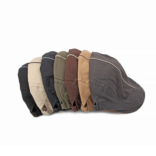 Washed Solid Flat Cap Contrast Stitching Ivy Newsboy Hat