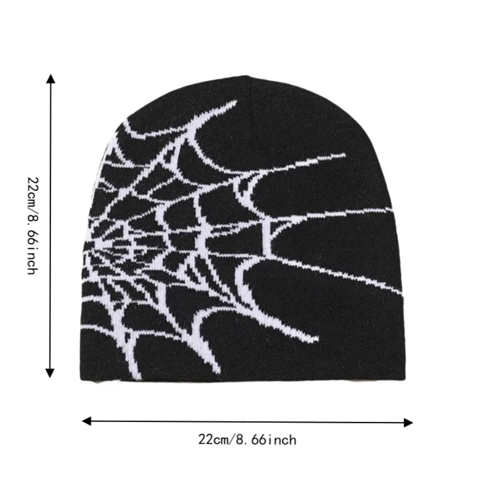 Y2K Soft Spider Web Pattern Beanie Caps