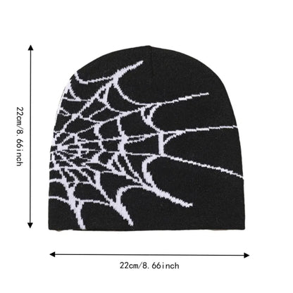 Y2K Soft Spider Web Pattern Beanie Caps