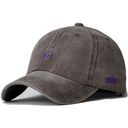 Unisex Washed Cotton Cap Letter C Embroidery Baseball Cap For Men Women