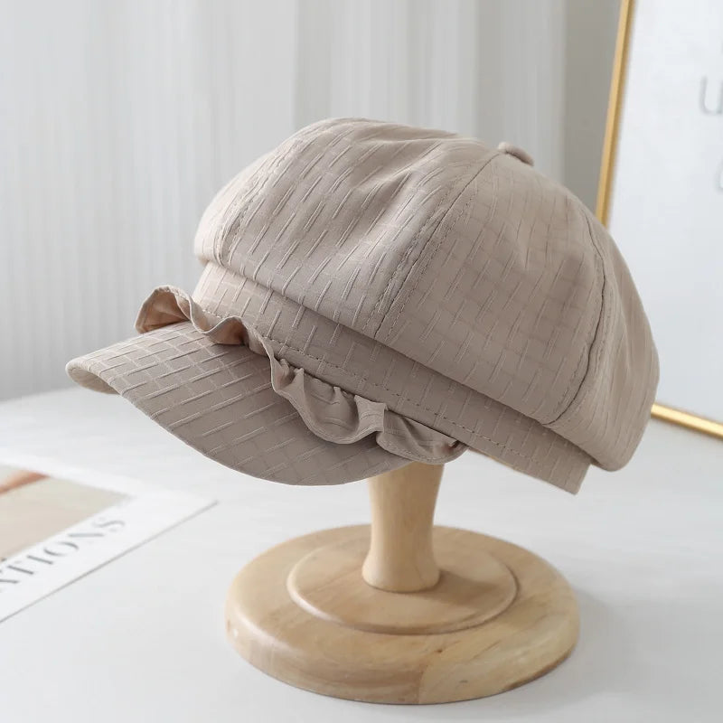 Women's Octagonal Hat Linen Breathable Cloud Hat Newsboy Cap Female