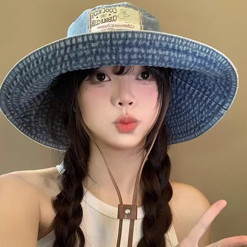 Large Brim Denim Fisherman Hat