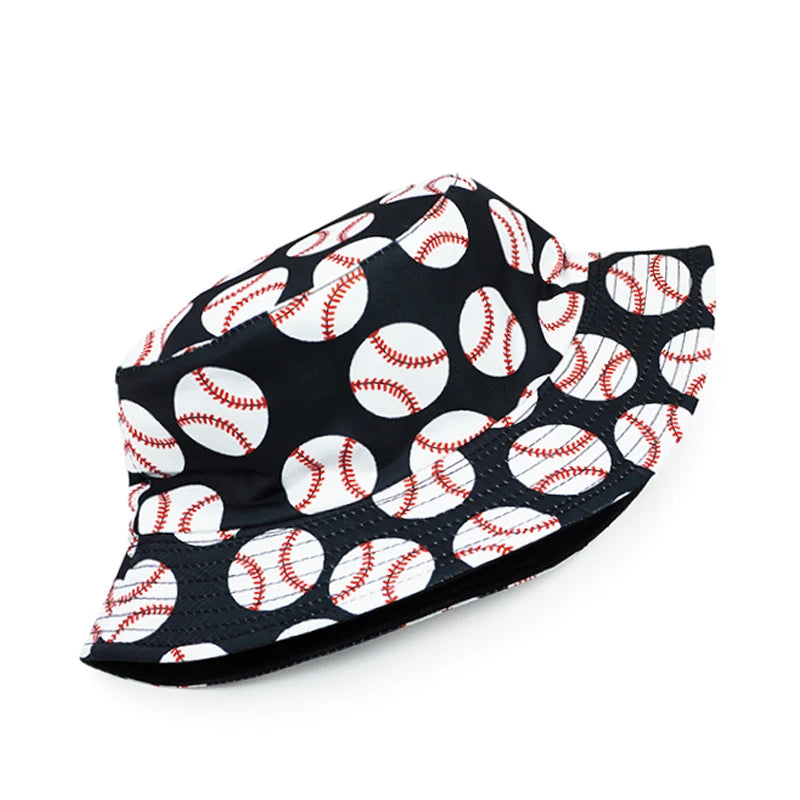 Baseball Printing Pattern Bucket Hat Balls Fisherman Hats Double Sides Panama Cap Caps For Men And Woman