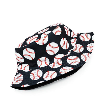 Baseball Printing Pattern Bucket Hat Balls Fisherman Hats Double Sides Panama Cap Caps For Men And Woman