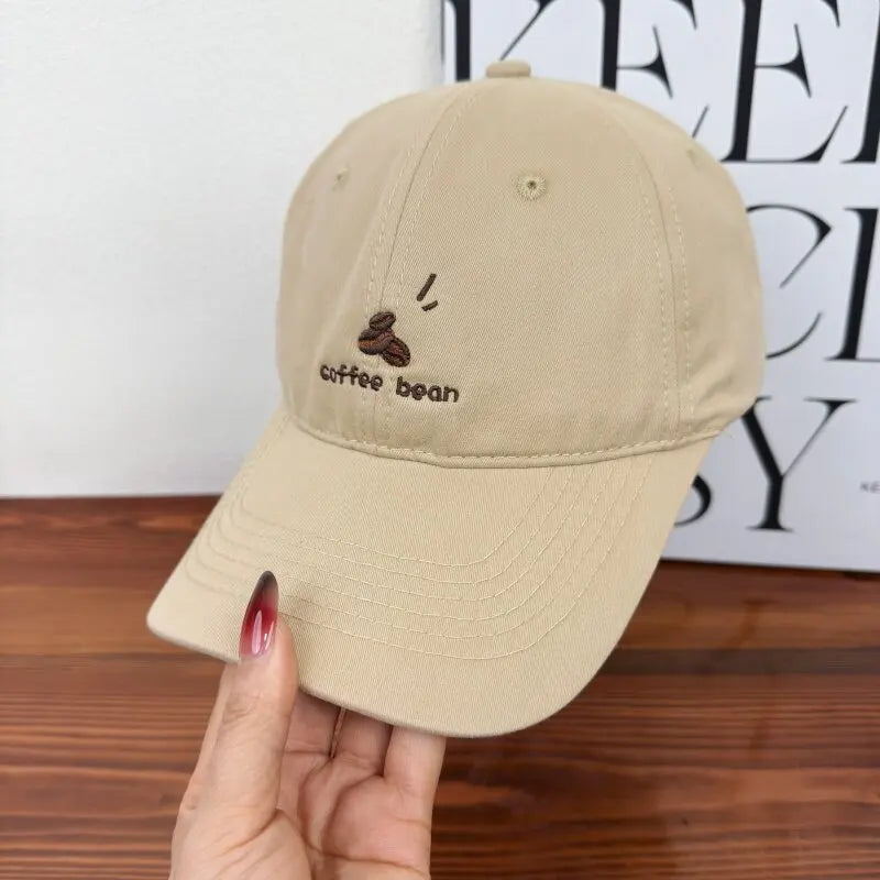 Embroidered Coffee Bean Pattern Baseball Cap for Men Women Spring Summer