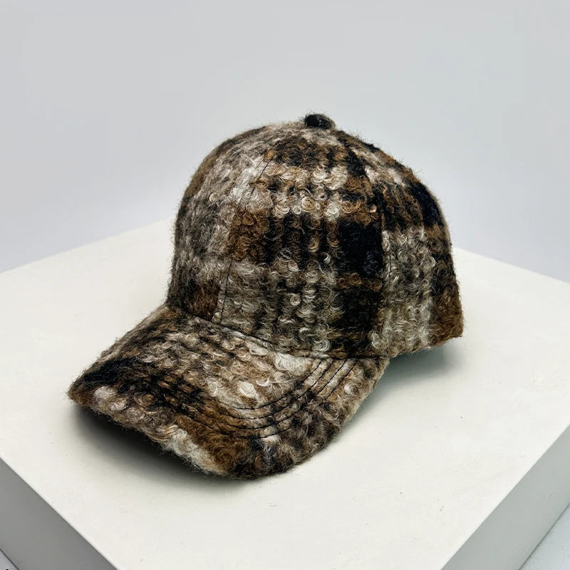 Check Leopard Print Baseball Hats Sunshade Retro Warm