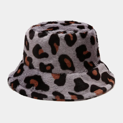 Winter Bucket Hat Women's Fashion Leopard Panama Warm Bucket Hats