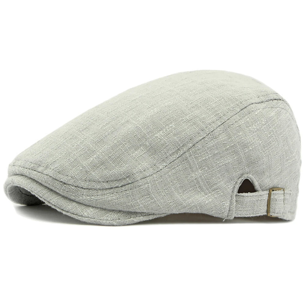 Men Beret Women Spring Summer Hat Breathable Linen Ivy Flat Cap