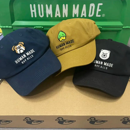HUMAN MADE Cartoon Animal Head Baseball Cap Japanese Street Spring Summer Unisex Sun Peaked Hat Daily