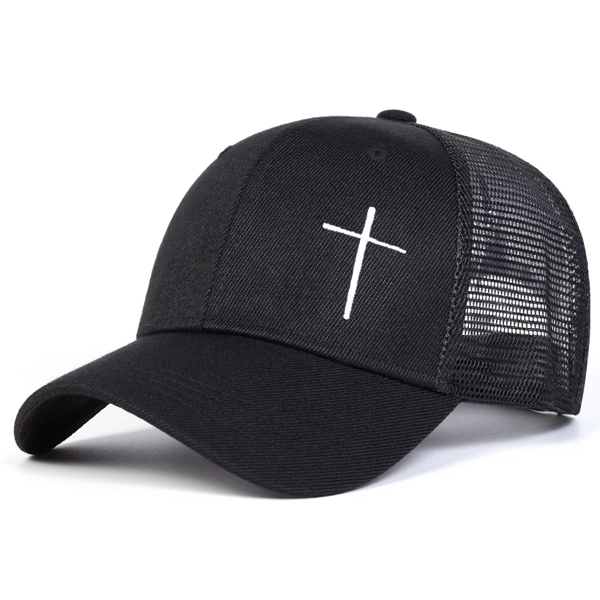 Unisex Cross Embroidery Baseball Net Caps