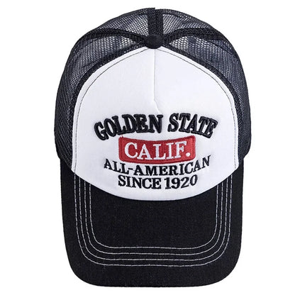 Unisex Fashion Golden State California Embroidered Mesh Baseball Cap For Men Women