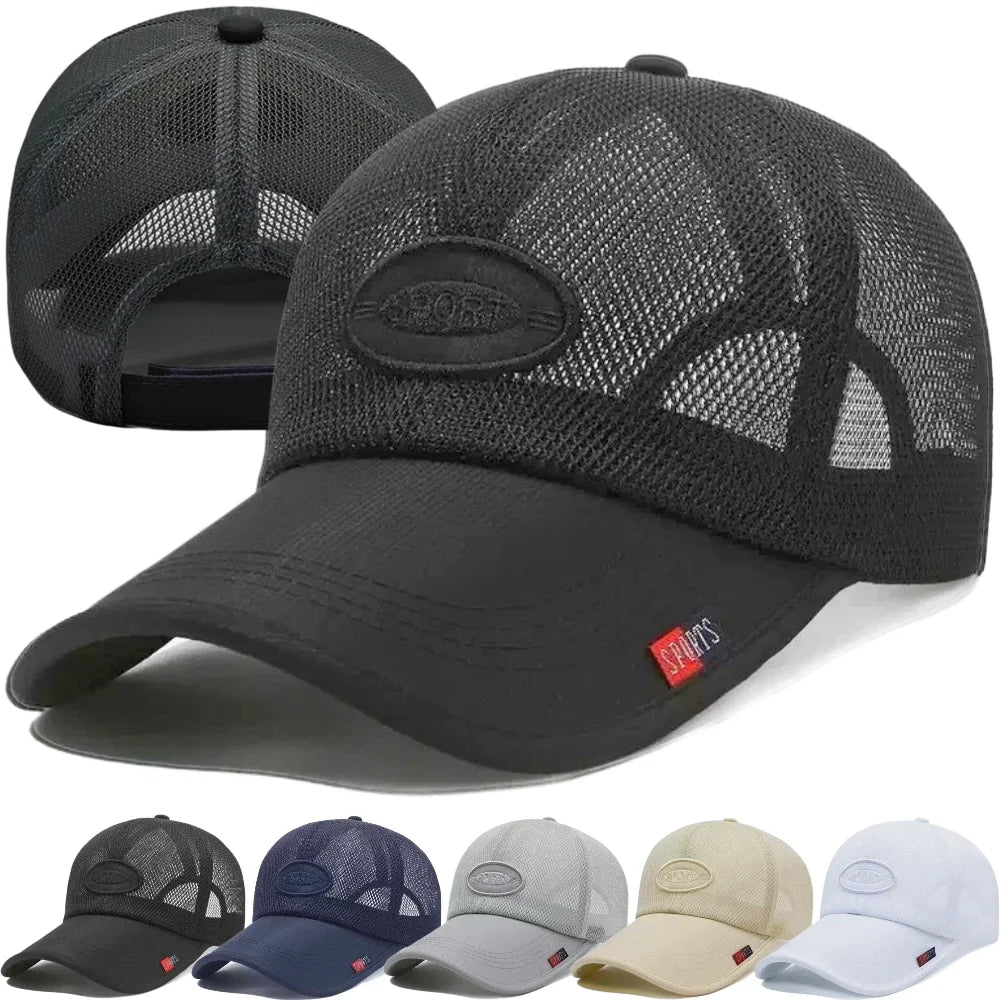 Unisex Long-Brim Mesh Baseball Cap For Men Female