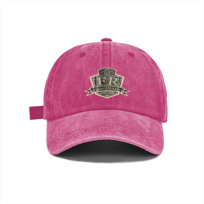 Vintage Washed Baseball Cap Unisex Distressed Snapback Hat Grey Gold Embroidered Shield Adjustable Hat