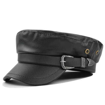 Fashion PU Leather Beret Vintage England Flat