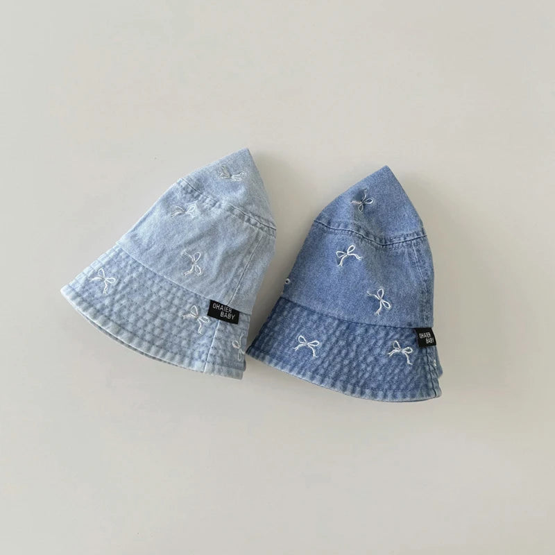 Spring Summer Baby Fisherman Hats Lovely Bow Pattern Kids Boys Girls