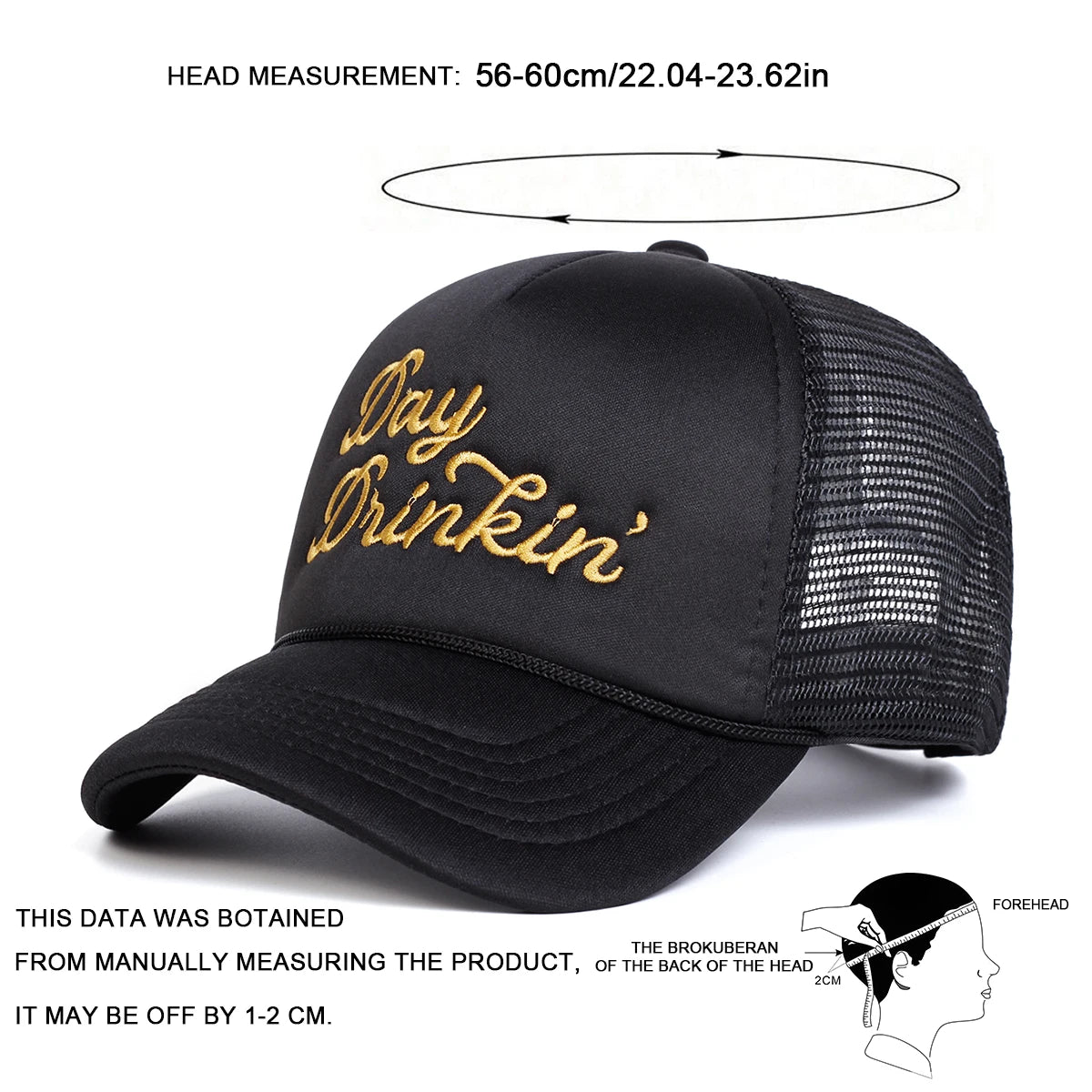 Unisex Day Drinkin Letter Embroidery Baseball Net Caps Spring and Summer Sports Cap