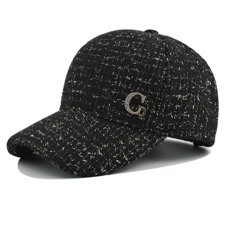 Metal M Patch Baseball Cap Black Elegant Man Hat