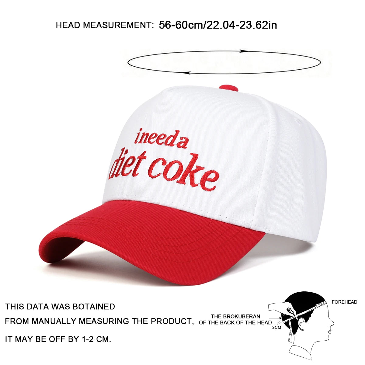 Unisex Ineed A Diet Coke Letter Embroidery Baseball Caps Spring Autumn Sports Cap