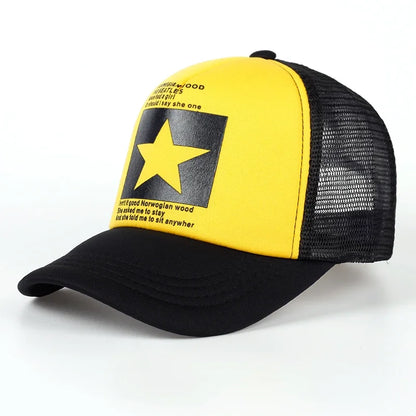Unisfive-pointed Star Printed Baseball Cap Spring Summer Breathable Net Caps Men Women