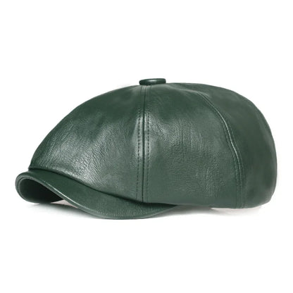 2025 Autumn And Winter Leather Solid Newsboy Caps