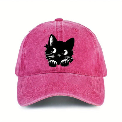 Cat Printed Baseball Cap with Cute Design