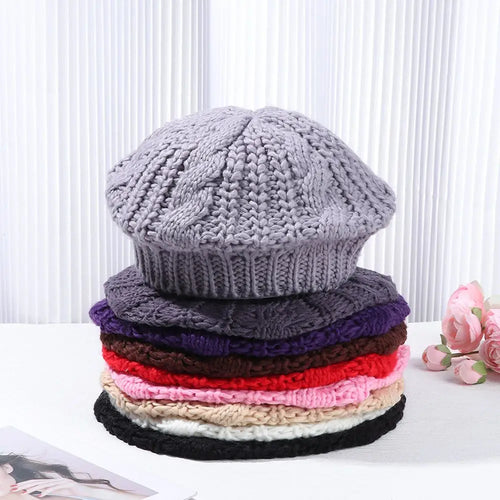 Winter Warm Vintage Ribbed French Artist Cap Painter Hat