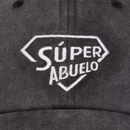 Unisex Super Abuelo Letter Embroidery Wash Baseball Caps Spring Autumn
