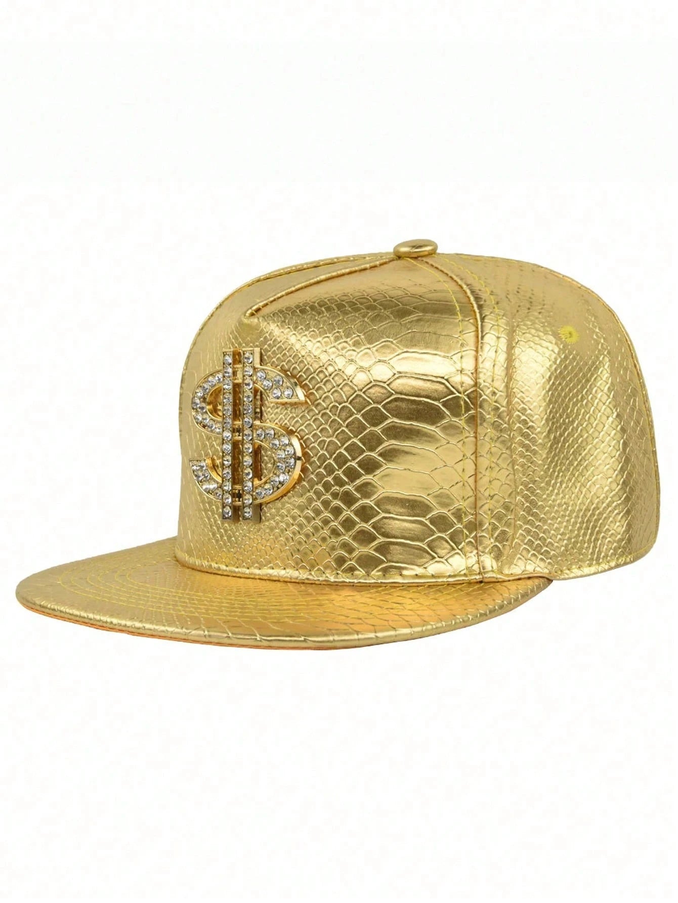 Gold Print Flat Brim Baseball Cap, West Coast Hip Hop