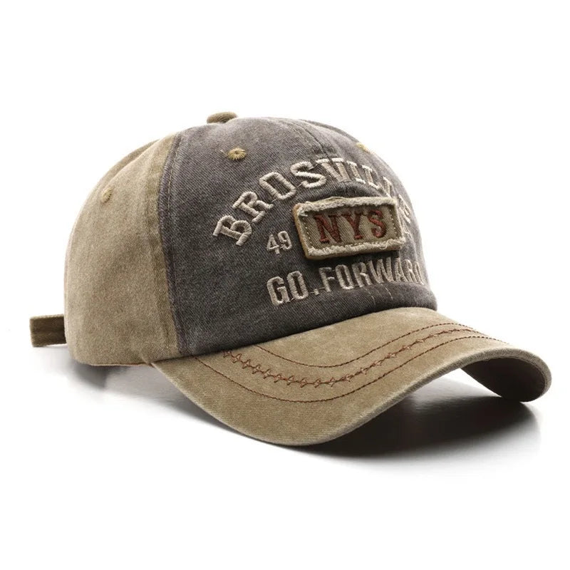 New Yỏk Washed Cotton Cap For Men Women