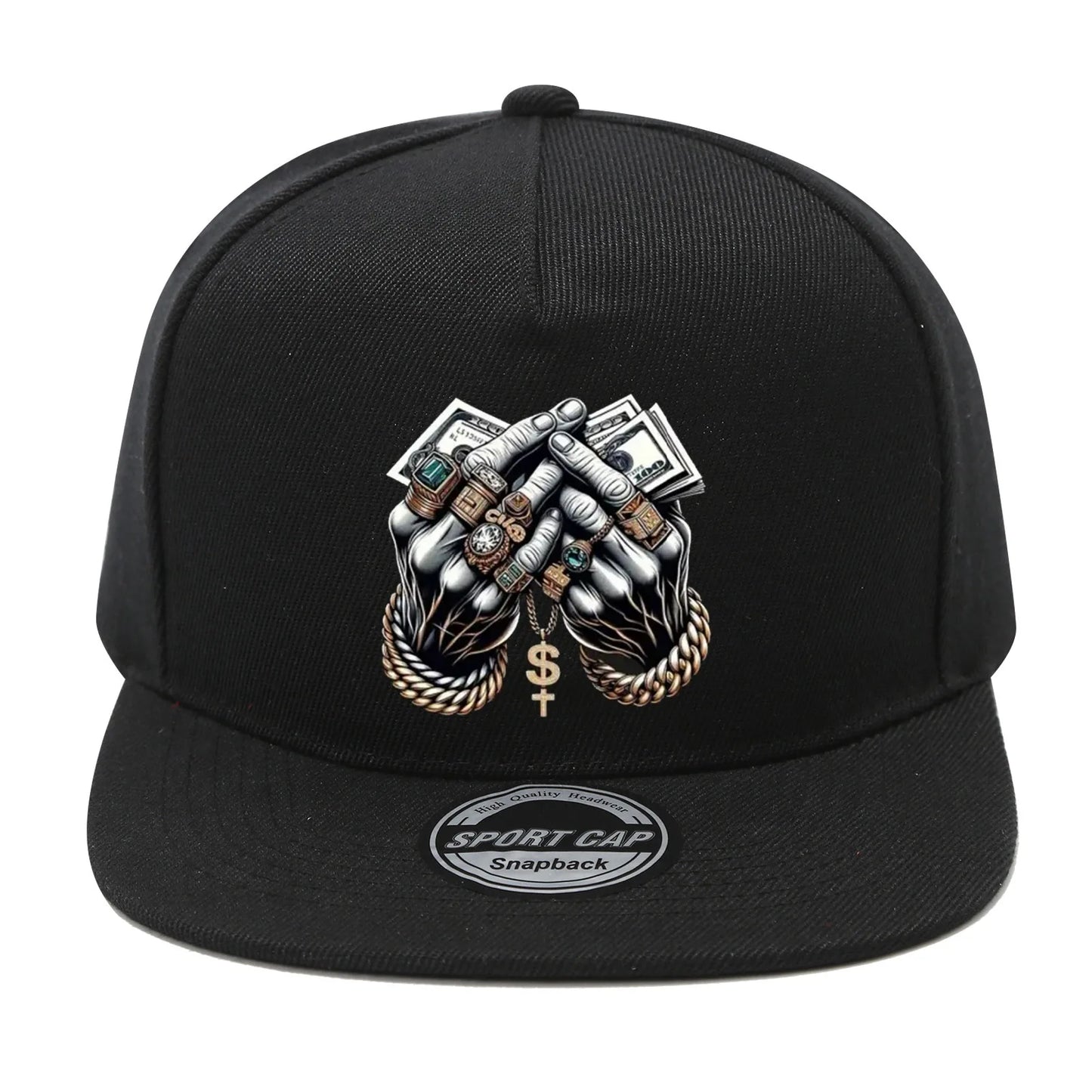 Dollar Sign Jewelry Print Snapback Hat