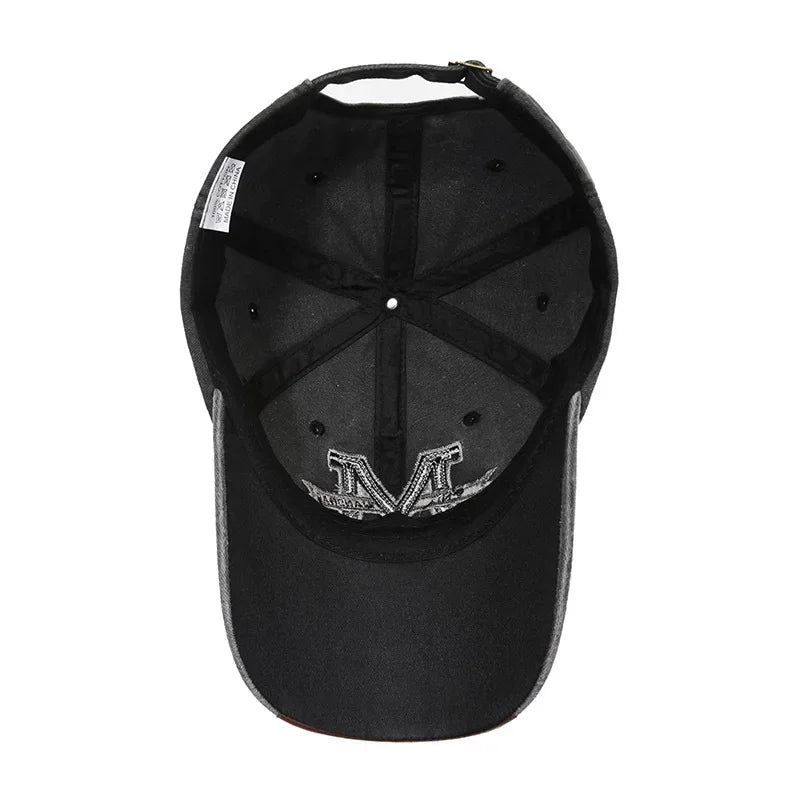 Unisex Baseball Cap M Letter Embroidery Dad Hat Women Men Outdoor Washed Cotton Cap